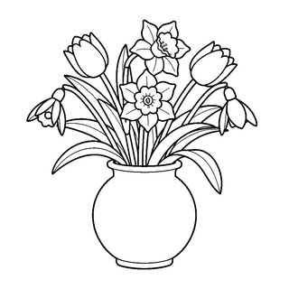 Tavaszi virágcsokor vázában nőnapi rajz