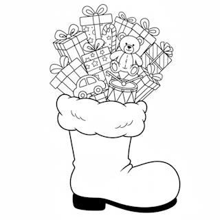 Télapó csizma színező – ajándékokkal teli Mikulásos kifestő gyerekeknek