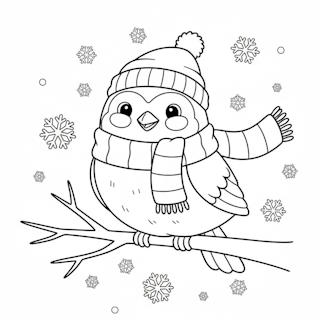 Nyomtatható cinege színező – téli kifestő gyerekeknek egy cuki, sapkás cinegével