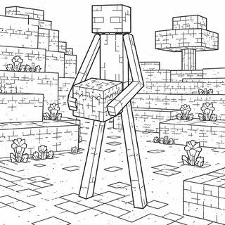 Titokzatos Enderman karakter fűblokkal