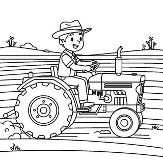 Traktort vezető gazda a földeken színező