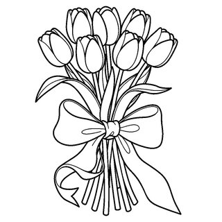 Masnival átkötött tulipáncsokor nőnapi kifestő