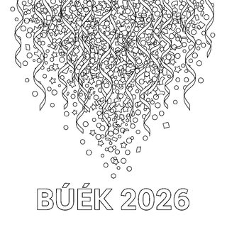 Konfetti eső és BÚÉK 2026 felirat