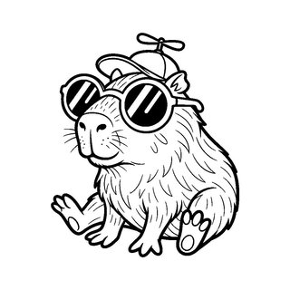 Hatalmas napszemüveget viselő vagány capybara kifestő fiúknak