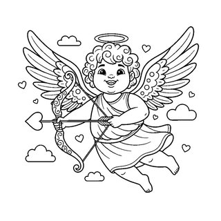 Kupidó angyalka íjjal és szívvel