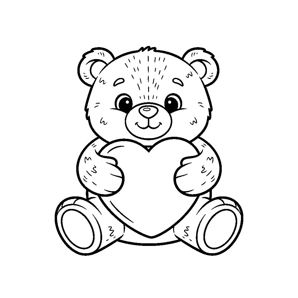 Valentin napi színező - Cuki maci szívvel