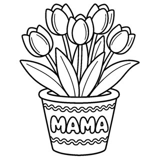 Cserepes tulipán MAMA felirattal