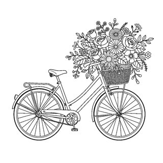 Bicikli kosár tele virággal nőnapi rajz