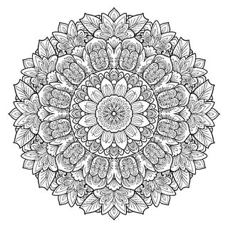 Részletes virágos mandala nőnapi színező
