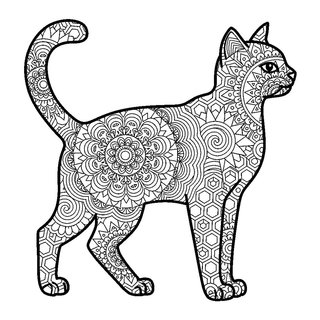 Zentangle stílusú absztrakt macska színező